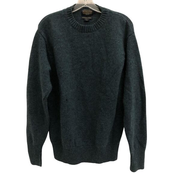 Pendleton Washable Wool Dark Teal Crewneck Sweater L- Read - Picture 1 of 4